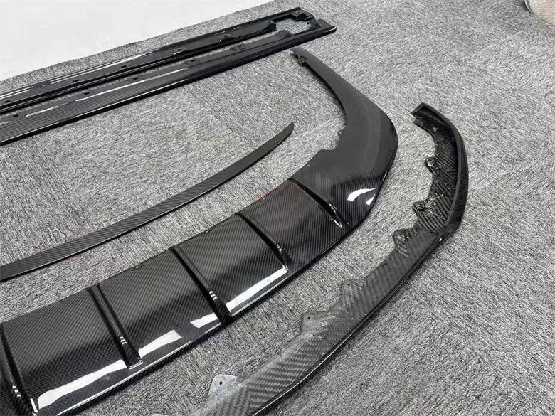 For  Flying Spur 2020-2024 Upgrade W12 Style Dry Carbon Fiber Front Lip Side Skirts Rear Diffuser Rear Spoiler Body Kit